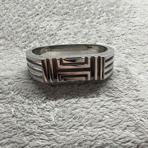 Tory Burch Silver Toned Fitbit Wrap Bracelet cuff Metal Hinged Fitness